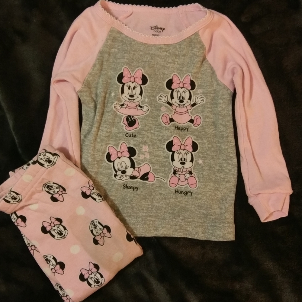 Used Disney Baby Minnie Mouse Pajama Set size 12mo